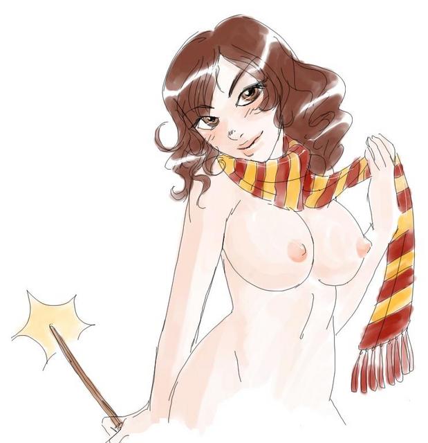 1girls breasts female female_only gryffindor gryffindor_scarf harry_potter hermione_granger large_breasts naked naked_female solo solo_female tagme wand witch_(harry_potter)