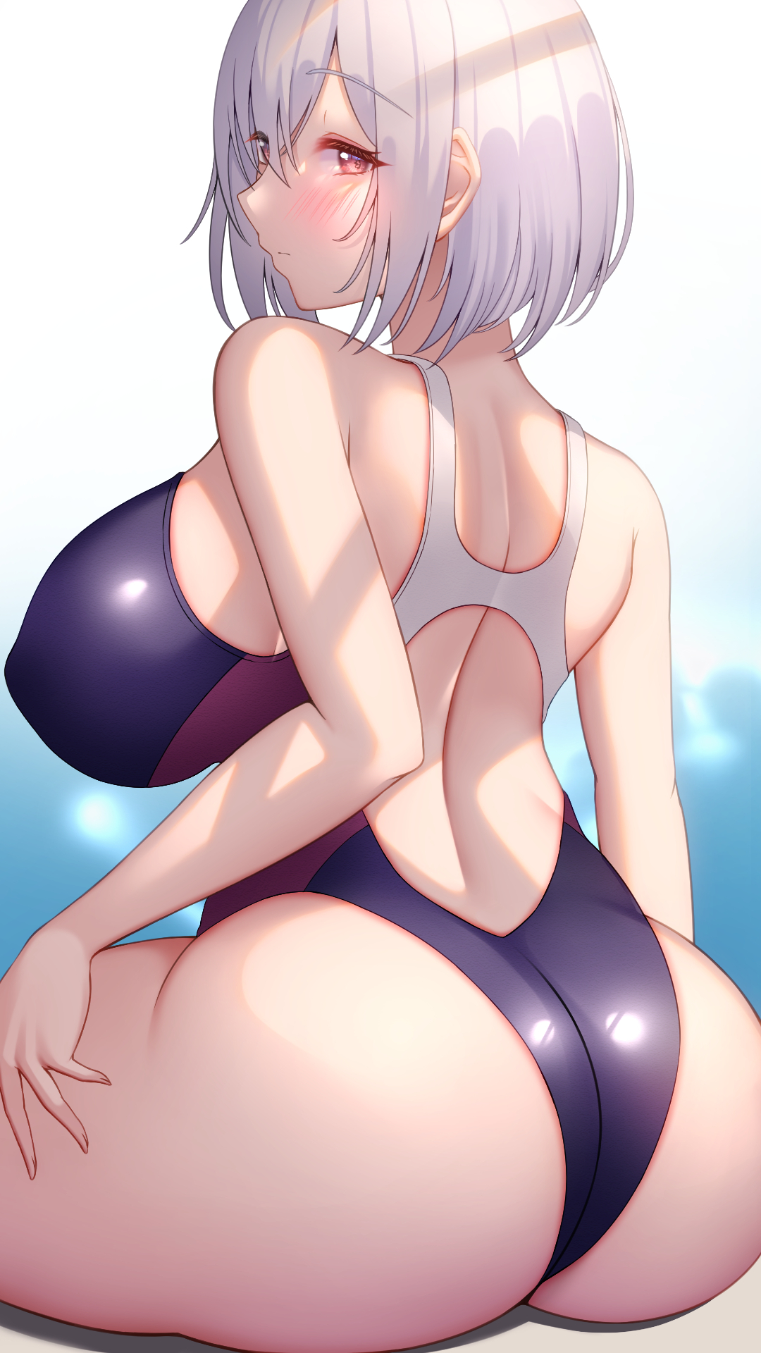 akira shiun, azur lane, big breasts, breasts, competition swimsuit, female, highres, looking at viewer, one-piece swimsuit