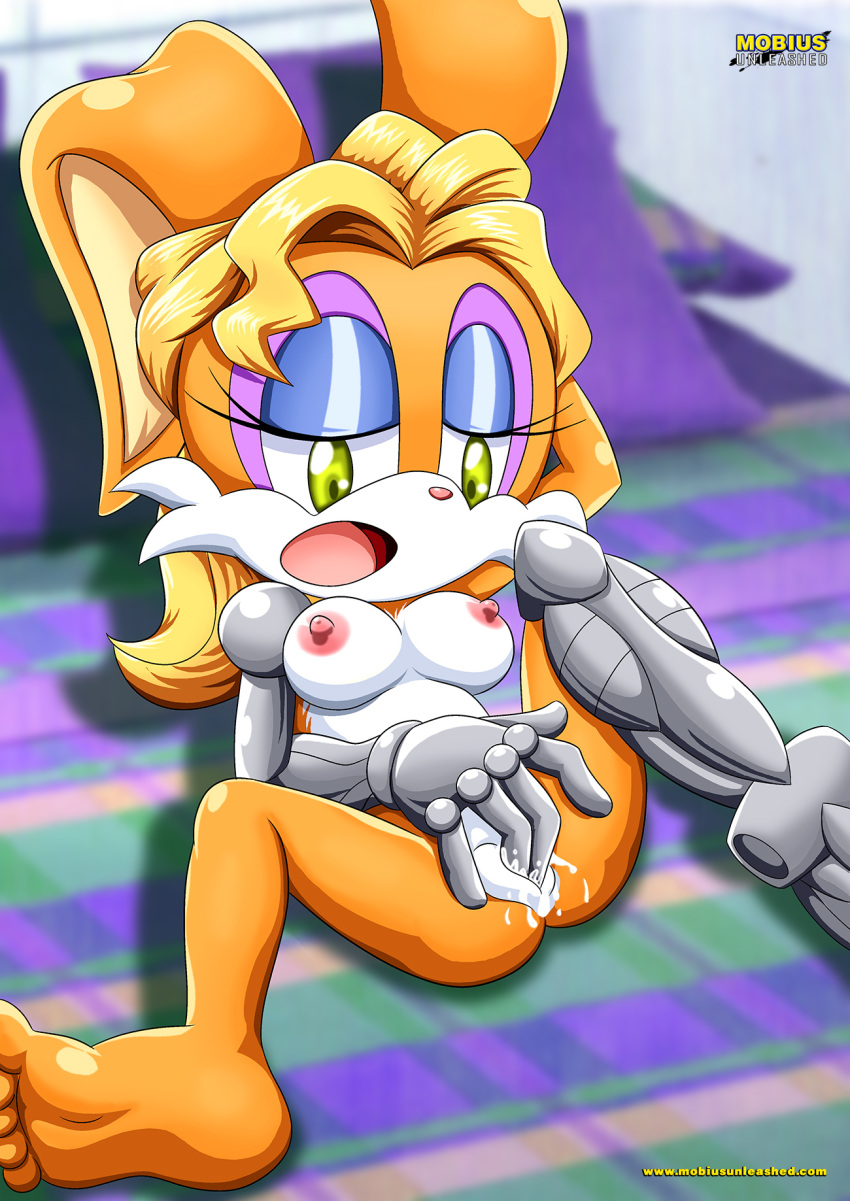 bbmbbf belle_d'coolette blonde_hair brown_fur cybernetics eyes_half_open fingering_self green_eyes legs_spread mobius_unleashed naked pussy_juice sonic_(series) sonic_the_hedgehog_(series)