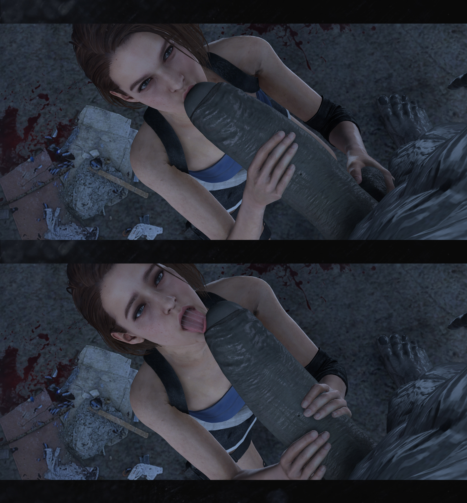 1boy, 1girls, 3d, capcom, cock worship, comic, couple, couple sex, female, grey skin, happy, happy sex, happy trail, jill valentine, jill valentine (sasha zotova), love, lovers, male, mr x, penis, penis worship, resident evil, resident evil 2, resident evil 2 remake, resident evil 3, resident evil 3 remake, size difference, stephanie23, tagme, tyrant