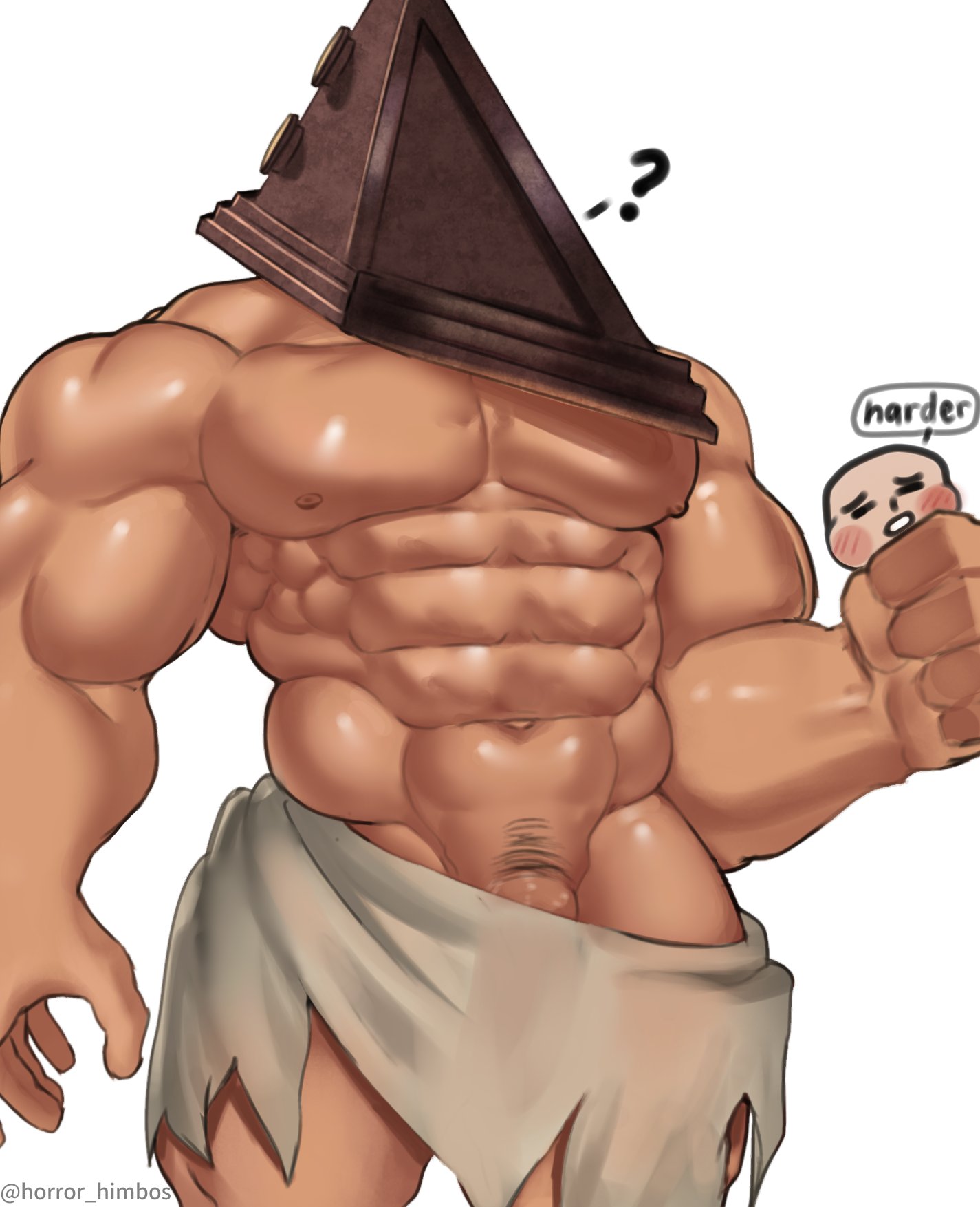 ?, 2boys, abs, bara, biceps, gay, horror, horror himbos, male, male focus, male only, muscles, muscular, muscular arms, muscular chest, muscular legs, muscular male, nipples, no visible genitalia, pecs, pyramid head, silent hill, silent hill (film), silent hill homecoming, solo, solo male, yaoi