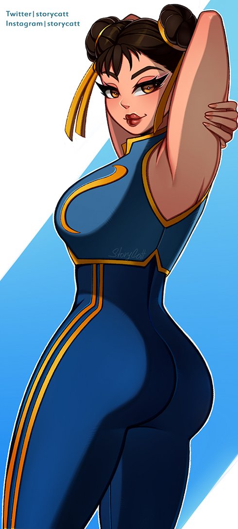 ass, chun-li, female, looking back, smile, standing, storycatt, street fighter, street fighter alpha
