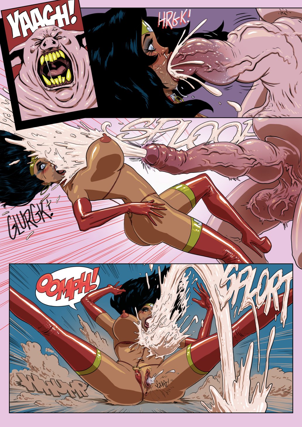 1boy 1girls anus areolae ass balls big_breasts big_penis bimbo black_hair blowjob blue_eyes breasts busty choker comic cum cum_drenched cum_explosion cum_in_mouth cum_in_throat cumshot dark-skinned_female dark_skin dc dc_comics deepthroat diana_prince ejaculation elbow_gloves erect_clitoris eyeshadow facial fat_man fellatio female fenris_comix fingering hambone hanging_breasts high_heels hourglass_figure labia lipstick long_hair makeup male mascara mascara_tears masturbation nipples obese obese_male olive_skin oral oral_penetration oral_sex overweight overweight_male parody penis pig platform_heels pussy stiletto_heels tan testicles text thigh_boots vagina very_high_heels wide_hips wonder_cunt wonder_woman wonder_woman_(series)