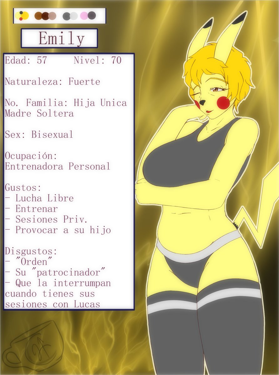 1girls big_breasts blonde_hair ed-nsfw emily_(ed-nsfw) furry furry_breasts furry_ears furry_tail humanoid milf nintendo original_character pikachu pokémon_(species) pokemon short_hair sole_female yellow_eyes yellow_skin