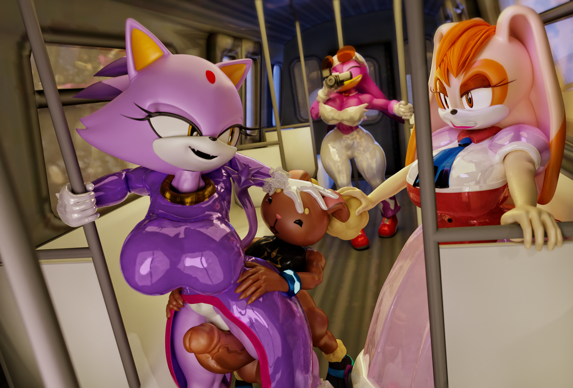 3d, 3d (artwork), angry, anthro, ass, avian, big ass, big breasts, big butt, big penis, bird, blaze the cat, blender (software), breasts, buneary, caught, cleavage, clothed, clothing, crossover, domestic cat, felid, feline, felis, female, genitals, hi res, huge ass, huge breasts, huge butt, huge cock, impending insertion, lagomorph, leporid, londys, male, mammal, mature female, nintendo, palisal, penis, pokémon (species), pokemon, pokemon (species), pokephilia, public, public sex, public transportation, rabbit, rubber, sega, sex, shocked, sonic (series), sonic riders, sonic the hedgehog (series), subway, swallow (disambiguation), thigh sex, train, vanilla the rabbit, vehicle, video games, wave the swallow