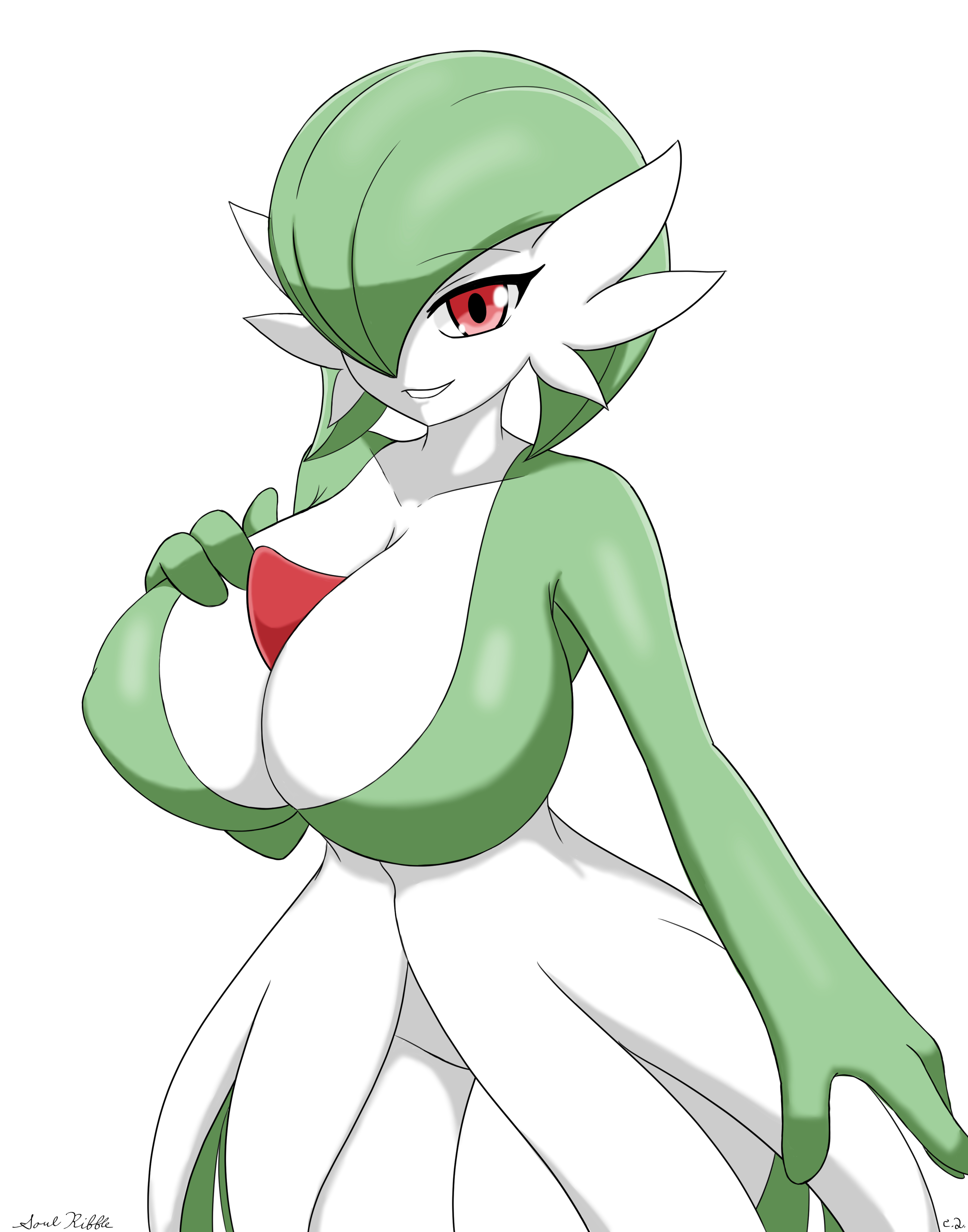 1girls, anthro, big breasts, breasts, eyelashes, female, fully clothed, gardevoir, huge breasts, nintendo, pokémon (species), pokemon, pokemon (species), pokemon rse, red eyes, sirnight, soulkibble, thick thighs