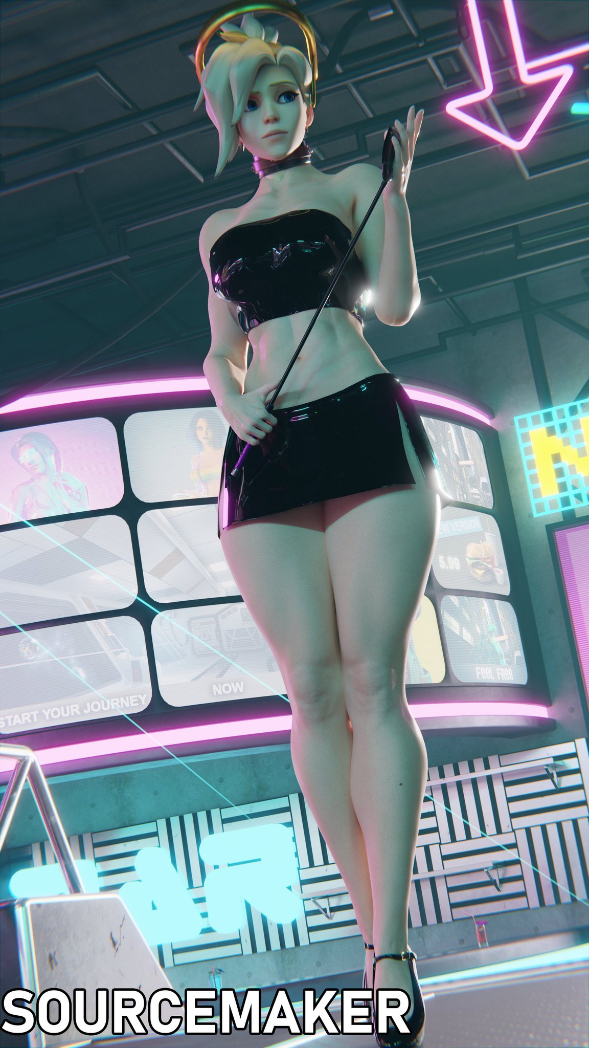 1girls, 3d, blender, breasts, female, female only, mercy, overwatch, solo, sourcemaker