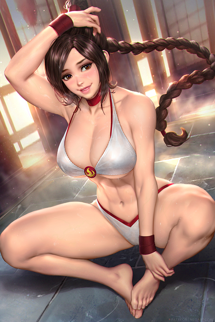 1girls abs aged_up alternate_breast_size avatar_the_last_airbender bare_shoulders barefoot big_breasts bikini blush braid breasts brown_eyes brown_hair busty cameltoe cleavage confident cute droplet dutch_angle feet feet_together female female_only fire_nation fit_female hand_on_ankle hand_on_head happy huge_breasts indoors large_breasts licking_lips light-skinned_female long_hair looking_at_viewer midriff neoartcore nickelodeon nudtawut_thongmai playing_with_hair seductive sitting sitting_on_floor smile solo solo_female stone_floor sunlight sunset swimsuit thick_thighs tile_floor toes toned_female two_piece_swimsuit ty_lee underboob very_long_hair wet wet_hair wristband wristbands