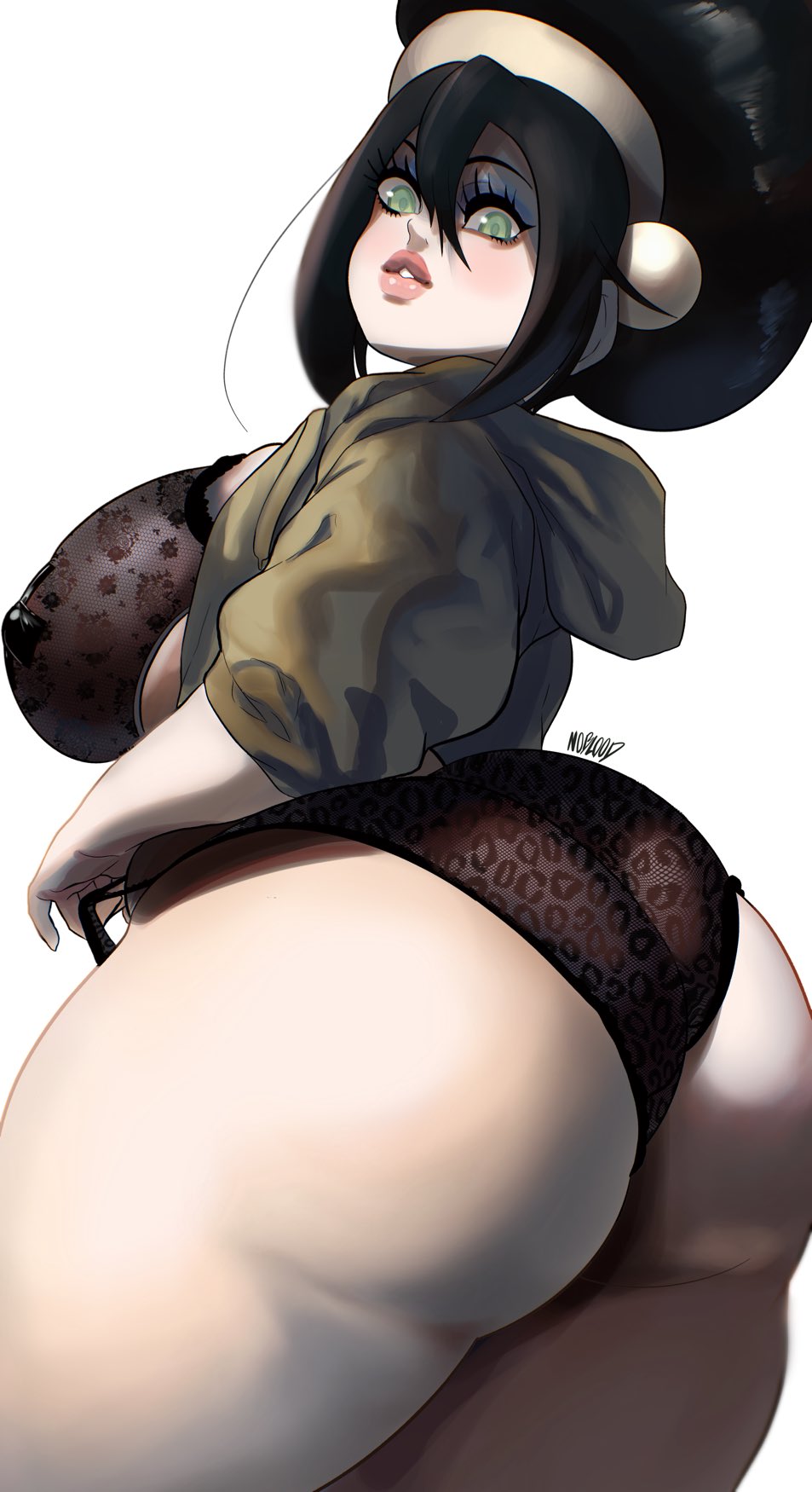 1girls, 2021, aged up, ass, avatar the last airbender, big ass, big breasts, black hair, blind, blue eyeshadow, bra, breasts, clothing, female, female focus, female only, green eyes, hair bun, hair ornament, huge ass, huge breasts, large breasts, light skin, light-skinned female, lingerie, lingerie under clothes, looking at viewer, looking back, nickelodeon, noblood, pale skin, pale-skinned female, panties, sideboob, simple background, solo, solo female, solo focus, straight hair, tape, taped nipples, thick ass, thick lips, thick thighs, thighs, toph bei fong, voluptuous, white background, wide hips
