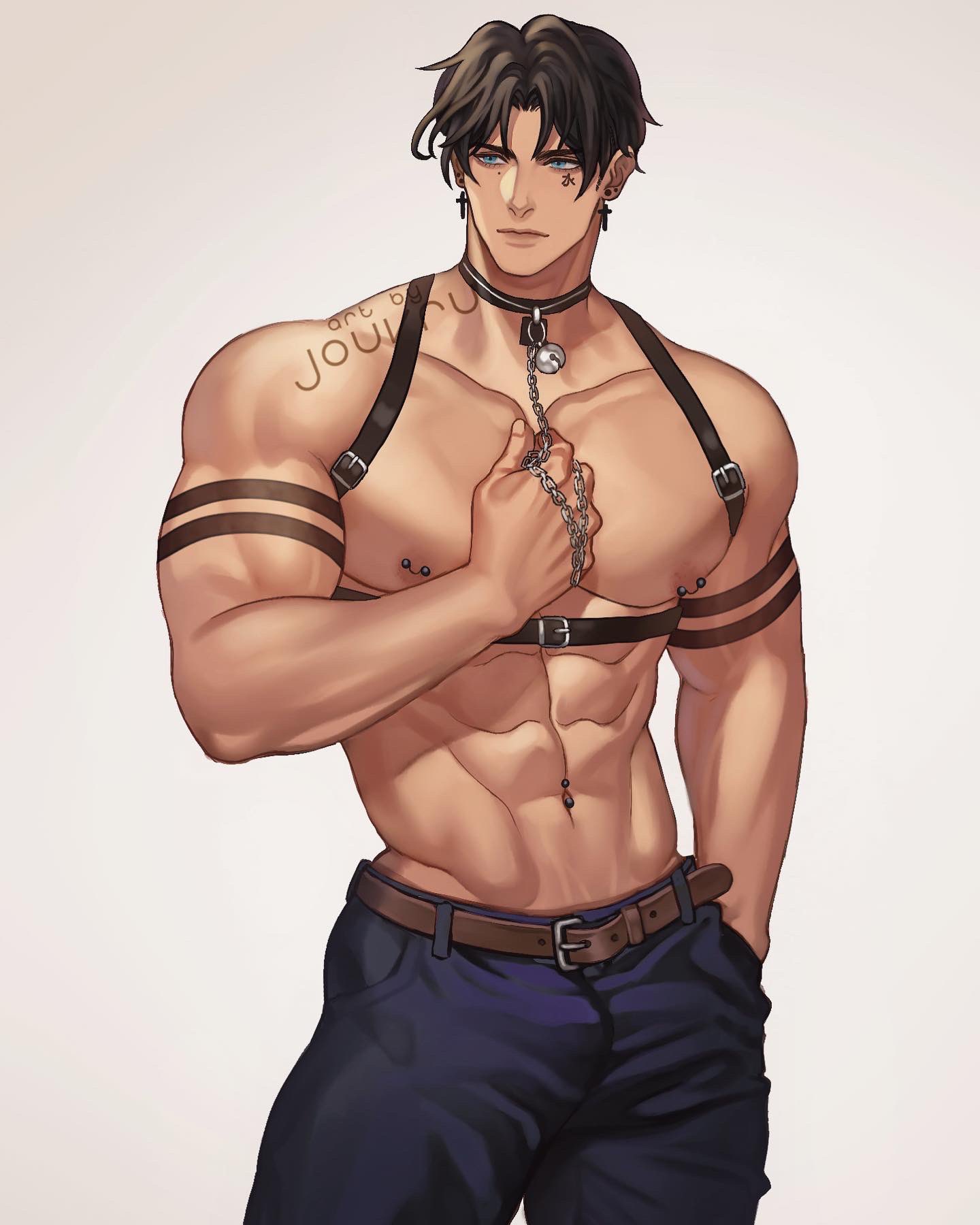 bara biceps gay jouvru_(joberu) male male_only muscles muscular muscular_arms muscular_male original original_character pecs shirtless yaoi