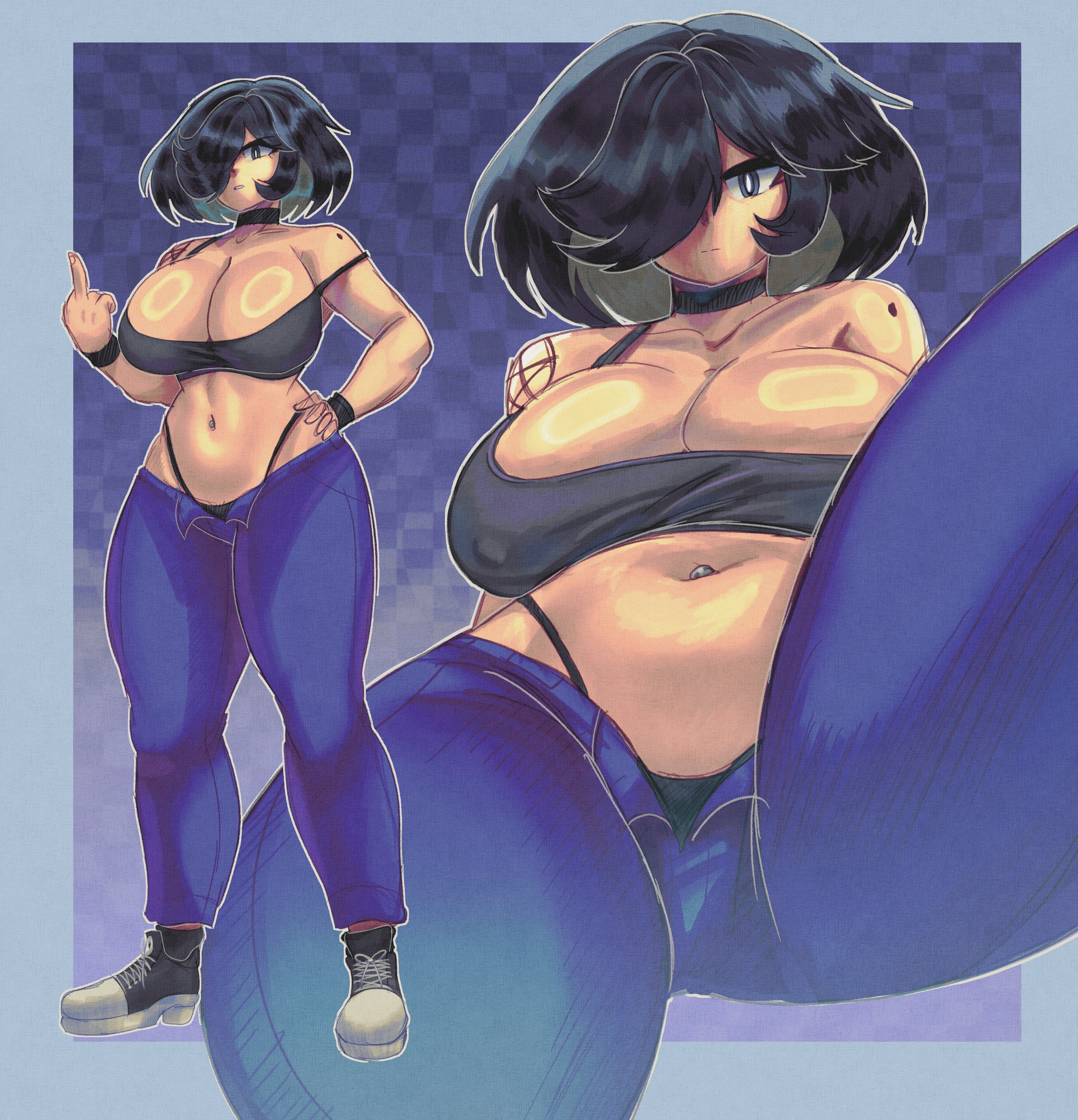 1girls, breasts, eleanor (lueduartv), exposed hips, female, female only, hip cleavage, hip cutout, lueduar, lueduartv, oc, original character, pentagram, pentagram tattoo, tagme, tattoo, thighs, thong, visible thong