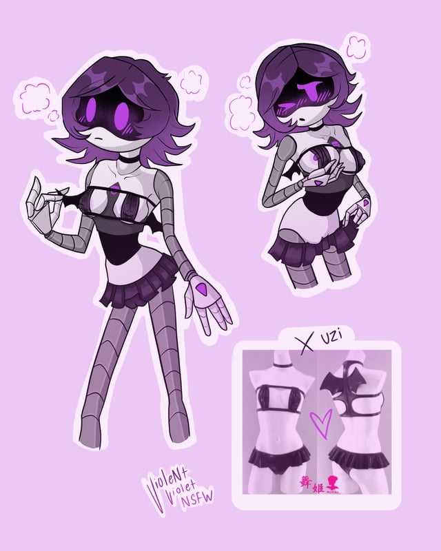 breasts, female, flashing breasts, lingerie, murder drones, robot, uzi (murder drones), uzi doorman, violentvioletnsfw