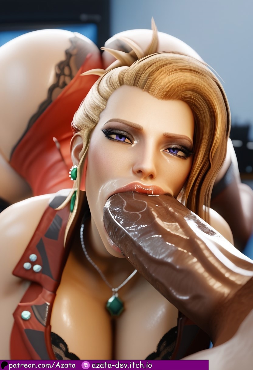 1boy, 1girls, absurdly large cock, ai generated, azataai, balls, barret wallace, before oral, blonde female, blowjob, breasts, cock ring, cock worship, cum in mouth, cum leaking out of mouth, dark penis, dark skin, dark-skinned male, dominant female, duo, female, final fantasy vii, final fantasy vii remake, huge breasts, imminent oral, in love with cock, large penis, light skin, light-skinned female, looking at viewer, male, mature female, mommy, mommy dom, mommy kink, mommy milkers, necklace, pale skin, pale-skinned female, penis, precum drip, purple eyes, red dress, red lipstick, scarlet (ffvii), selfie with penis, smiley face