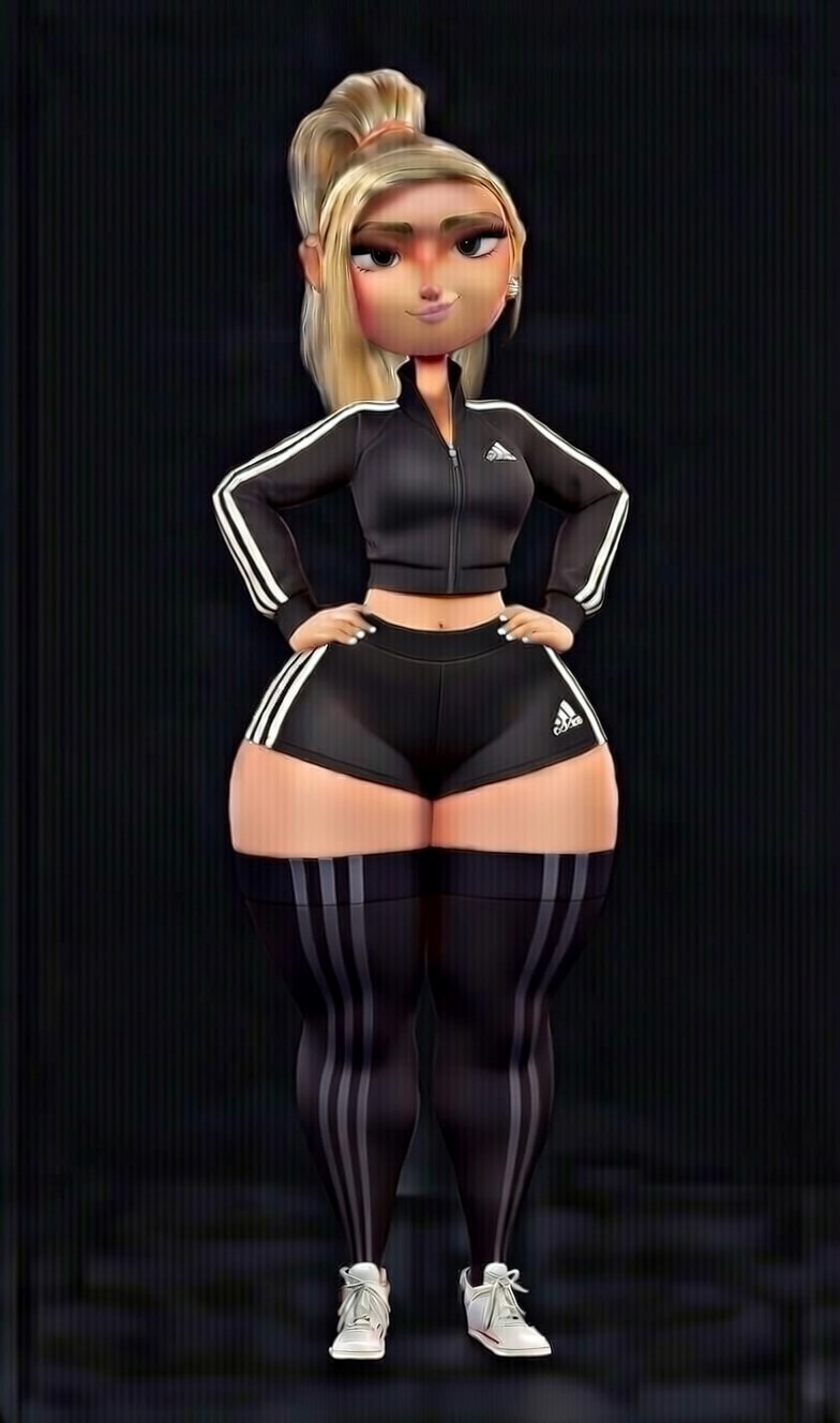 adidas, ai generated, bottom heavy, courtney babcock, durk dingus., thick thighs, thigh highs