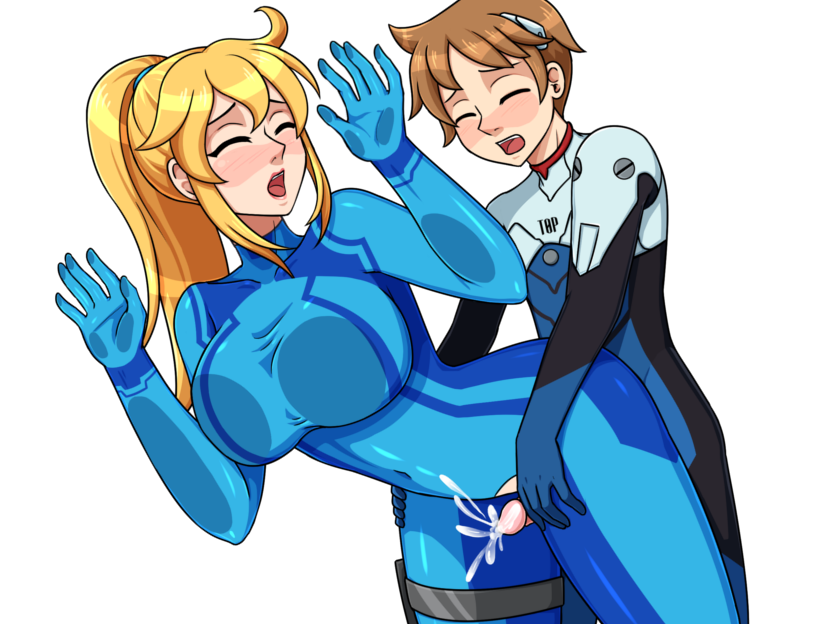 1boy1girl 1girls blonde_hair color colored cum female mary_(town_of_passion) metroid nintendo samus_aran sirens_domain tagme town_of_passion zero_suit zero_suit_samus