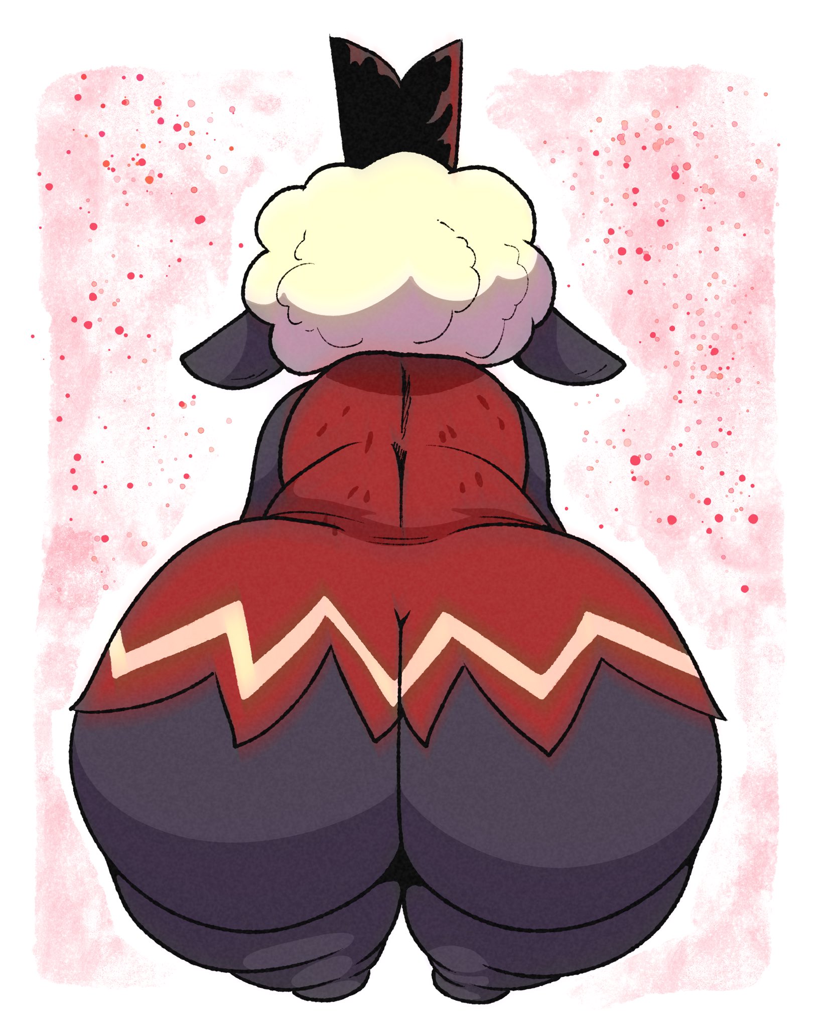 animal ears, animal humanoid, anthro, anthro male, anthro only, ass, ass focus, big ass, big butt, big thighs, crown, cult of the lamb, furry, furry male, furry only, furryonline1, grey body, grey fur, hi res, huge ass, huge butt, huge thighs, lamb (cult of the lamb), male, male only, massive monster (studio), red crown (cult of the lamb), sheep, sheep ears, sheep humanoid, tagme, the lamb (cult of the lamb), white hair