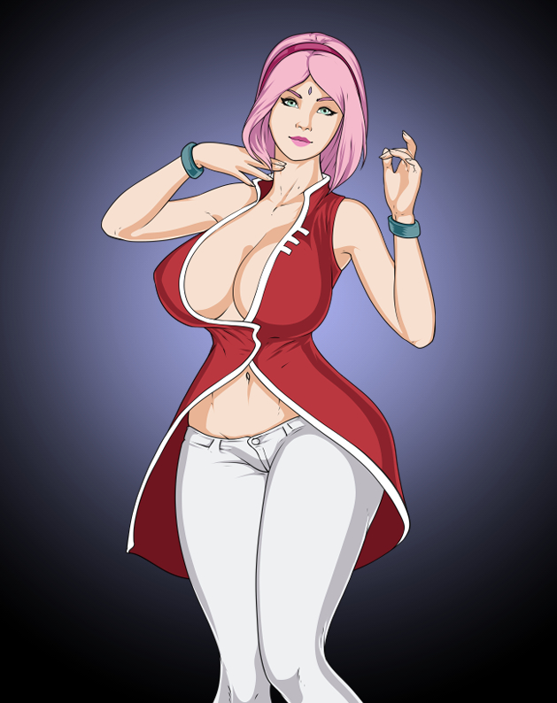 1girls, alternate body type, alternate breast size, big breasts, boruto: naruto next generations, bracelets, breasts, busty, clothed, clothing, curvaceous, curvy, curvy body, curvy female, curvy figure, dress, facial mark, female, female only, forehead mark, green eyes, hairband, hourglass figure, huge breasts, light skin, light-skinned female, lipstick, long hair, looking at viewer, makeup, mature, mature female, milf, mostly clothed, naruto, naruto (series), navel, nevraart, no bra, no underwear, pants, parted bangs, pink hair, pink lips, pinup, red dress, sakura haruno, shoulder length hair, sleeveless, sleeveless dress, slim waist, tight clothing, tight fit, white pants, wide hips