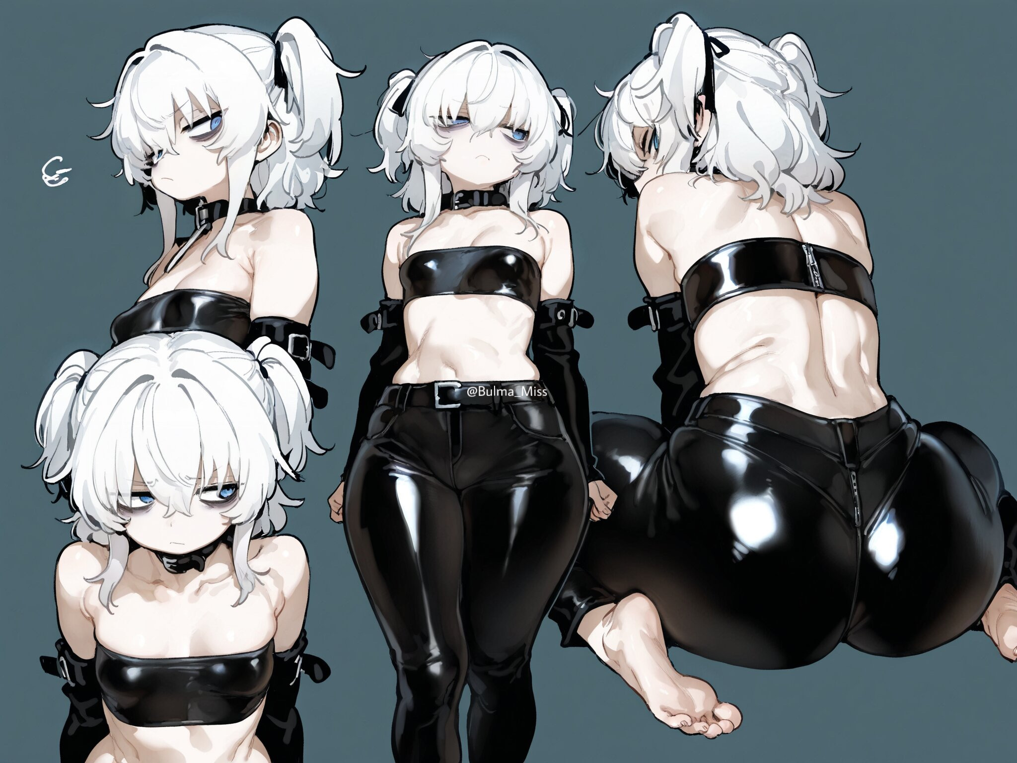 1girls, ai generated, belly button, big ass, big butt, blue eyes, bubble ass, bubble butt, camel toe, cameltoe, commission, dungeons and dragons, feet, imminent sex, latex, latex armwear, latex clothing, latex legwear, latex pants, latex tubetop, leather, leather clothing, leather pants, lily buns, looking at viewer, looking back, mage, oatmealdood, oblivion, oc, original, pale-skinned female, shiny clothes, shortstack, skin tight, skyrim, small breasts, solo female, submissive, submissive female, suggestive look, the elder scrolls, thick ass, thick butt, thick thighs, tube top, tubetop, twintails, white hair