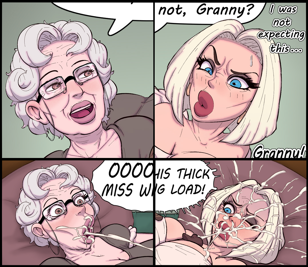 breasts, comic, courtney (fellatrix), cropped, cropped image, cum, cum in mouth, cum on face, duo focus, eleanor winter, excessive cum, facial, fellatrix, female, female only, glasses, lipstick, nomad reverse, offscreen character, paizuri, paizuri under clothes, sweatdrop