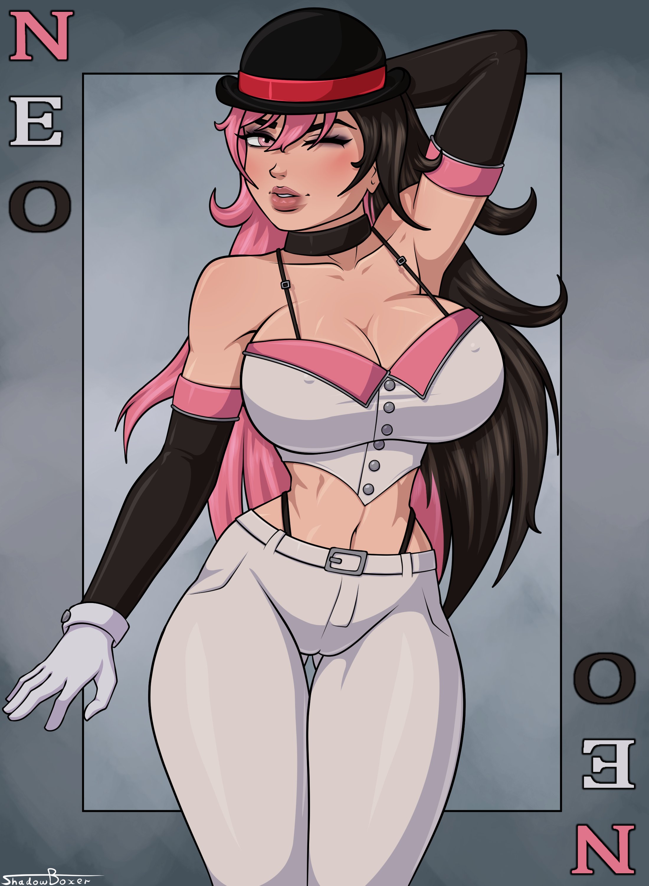 1girls, breasts, female, female only, large breasts, neo (rwby), rwby, shadowboxer, solo, thick thighs, wide hips