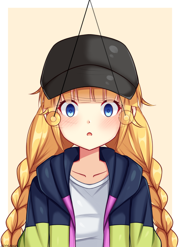 1girls aiykawa baseball_cap blonde_hair blue_eyes braid female female_only hoodie human hypnosis paripi_koumei solo tsukimi_eiko