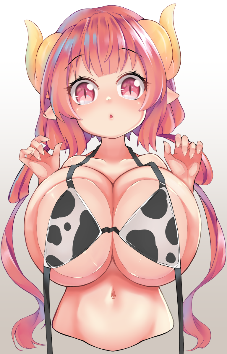 1girls :o against_screen alternate_version_available belly belly_button big_breasts bikini bikini_top bikini_top_undone blush breast_press breasts breasts_against_screen clavicle cleavage clothed clothes clothing collarbone cow_bikini cow_print dragon_eyes dragon_girl eyebrows eyebrows_visible_through_hair female female_focus female_only gradient_background hands_up horn horns huge_breasts ilulu_(dragon_maid) large_breasts long_hair looking_at_viewer massive_breasts miss_kobayashi's_dragon_maid monster_girl nail_polish naveç parted_lips pink_eyes pink_hair pinqiong shiny_hair shiny_skin shortstack simple_background solo solo_female solo_focus tied_hair tongue twintails upper_body white_background