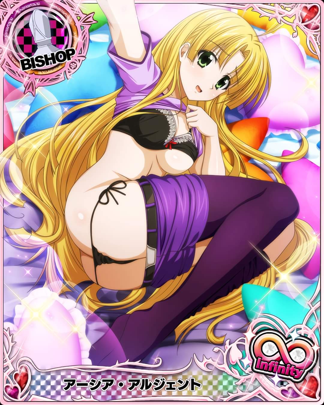 asia argento, blonde hair, bra, high school dxd, panties, shorts, thighhighs