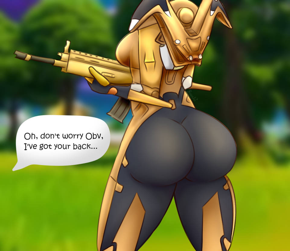 1girls armor ass ass_focus bawski big_ass big_butt bubble_ass bubble_butt butt butt_focus dat_ass epic_games female female_only fortnite fortnite:_battle_royale gun helmet oblivion_(fortnite) outdoors pov power_armor solo speaking_to_viewer text thick_ass video_games