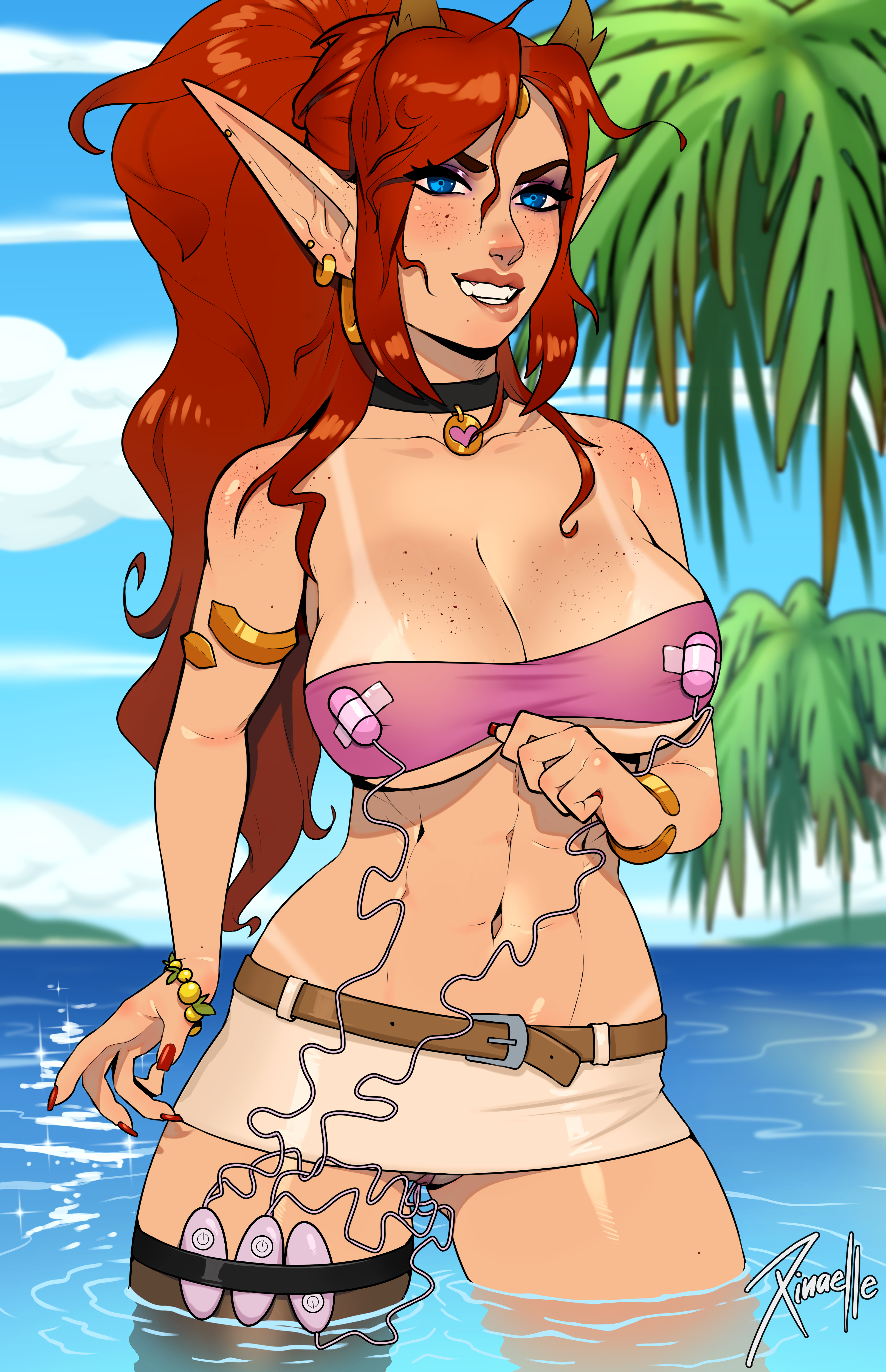 1girls, deer girl, dota, dota 2, enchantress (aiushtha), female, female only, freckles, solo, xinaelle