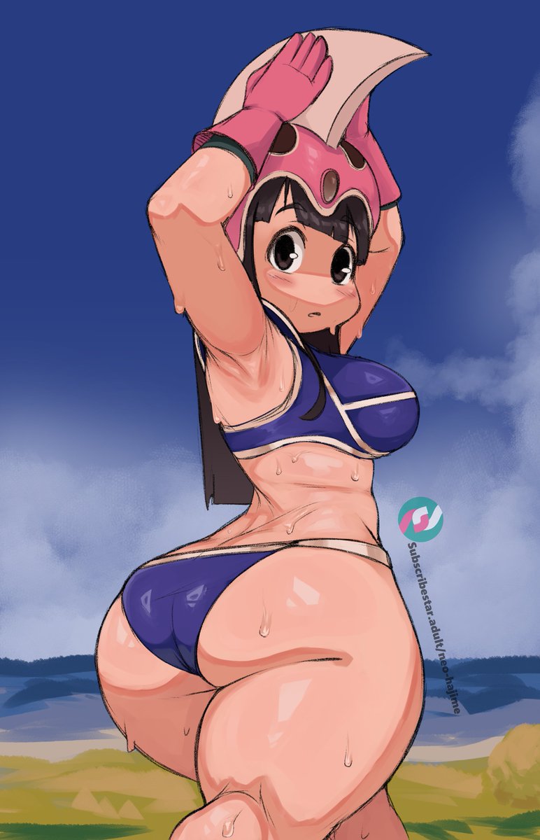 1girls, aged up, alternative body build, alternative bust size, ass, big ass, big breasts, big butt, black hair, breasts, bubble butt, butt crack, chichi, chichi (dragon ball), chichi's armor, chichi's helmet, curvy figure, dragon ball, dragon ball (classic), dragonball, female, helmet, long hair, neo hajime, shortstack, sideboob, solo, standing, sweat, thick thighs, thighs, wide hips