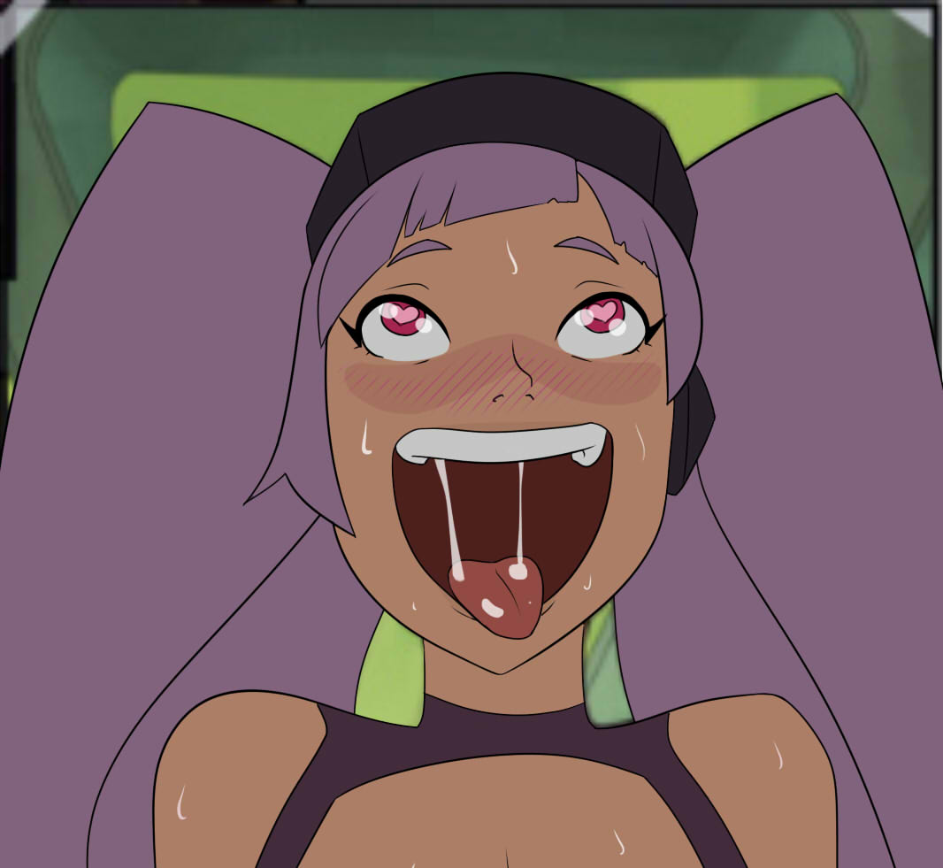 1girls ahe_gao blush drooling entrapta fright_zone heart-shaped_pupils implied_sex pink_eyes pink_hair screenshot_edit she-ra_and_the_princesses_of_power solo solo_female sweat twintails