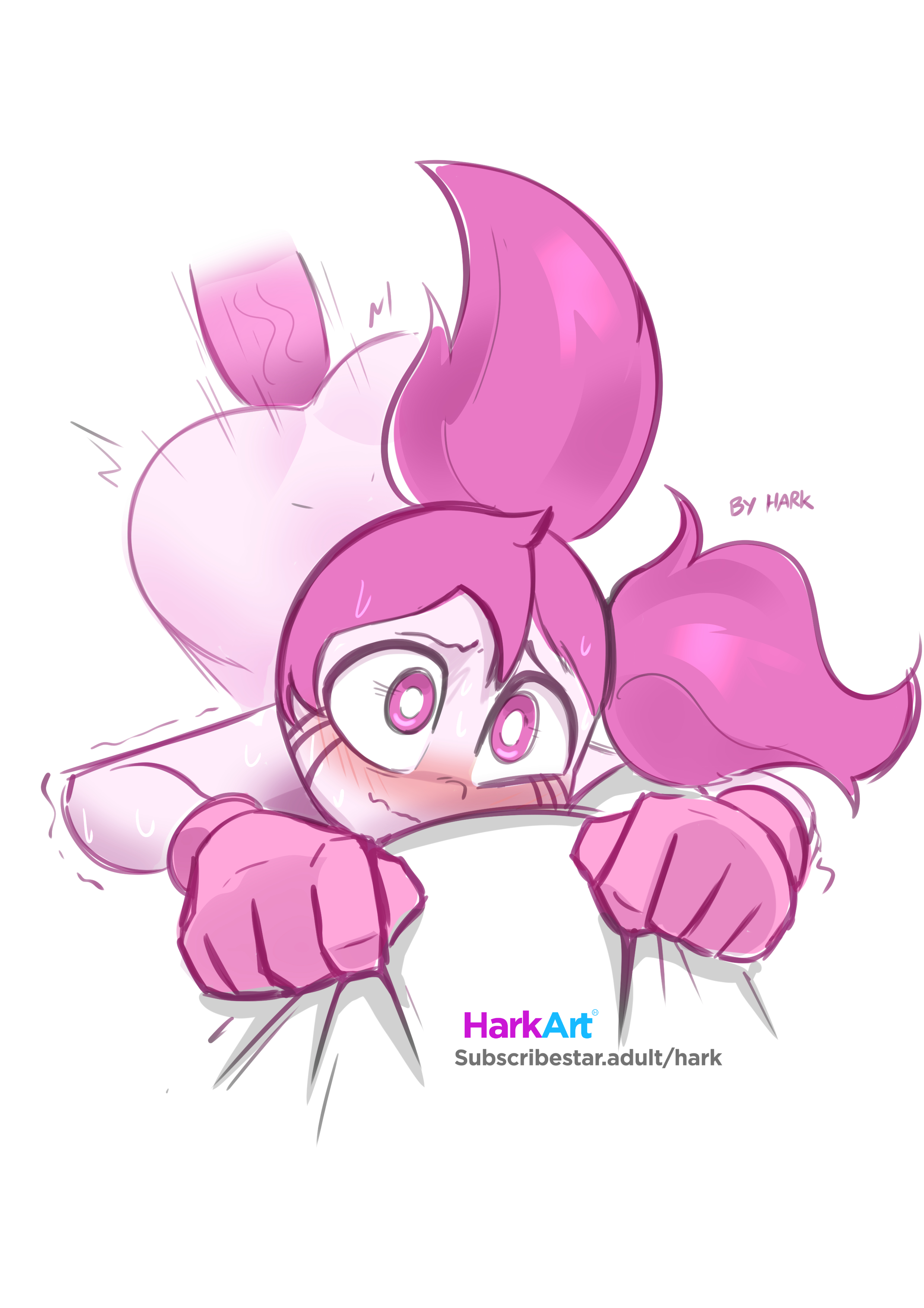 1boy, 1girls, anal, anal penetration, blush, cartoon network, faceless male, female, gem, gem (species), gloves, harkart, male, penetration, penis, pink eyes, pink gloves, pink hair, pink penis, pink skin, sex, sketch, smile, spinel (steven universe), steven quartz universe, steven universe, twintails