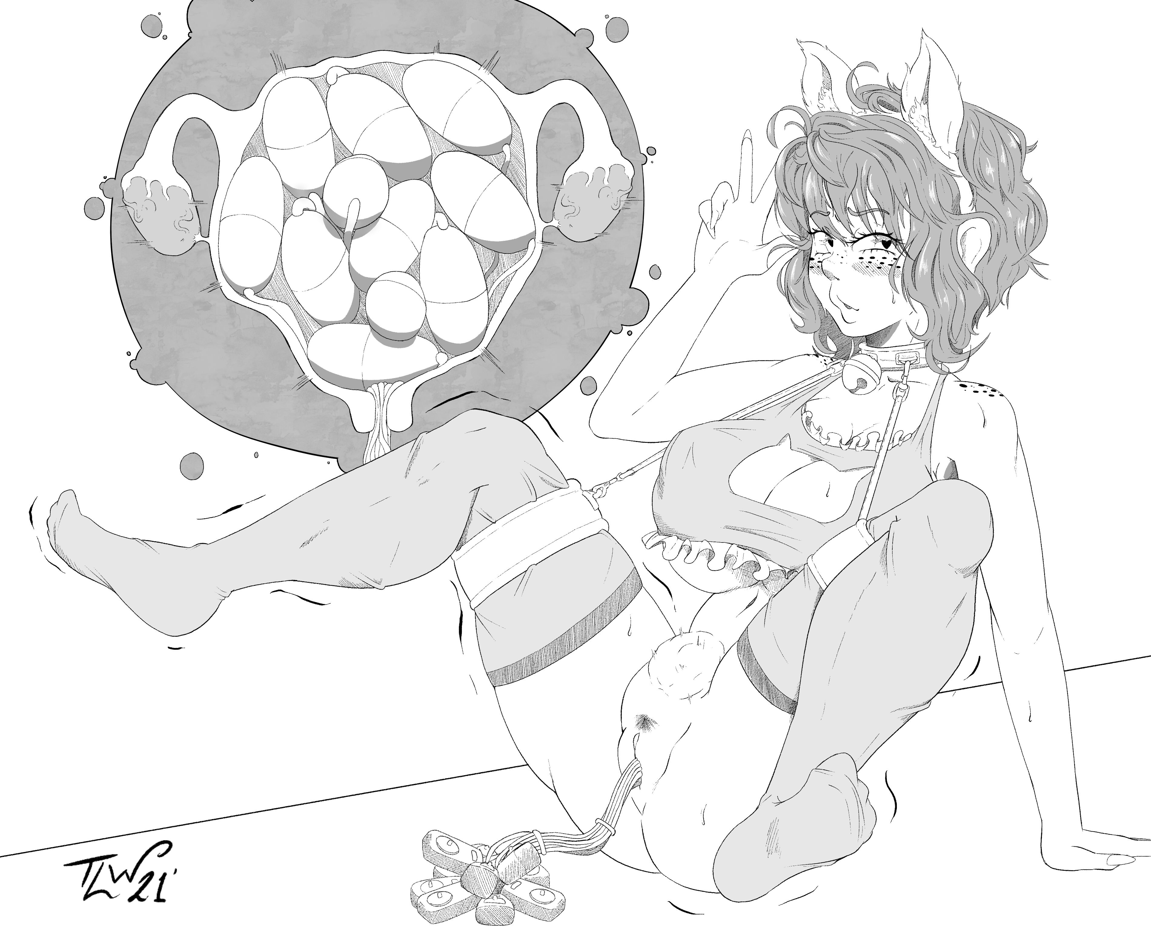 cat ears, cat girl, female, inside view, pussy, thelazywizard, uterus, vibrator, vibrator in pussy