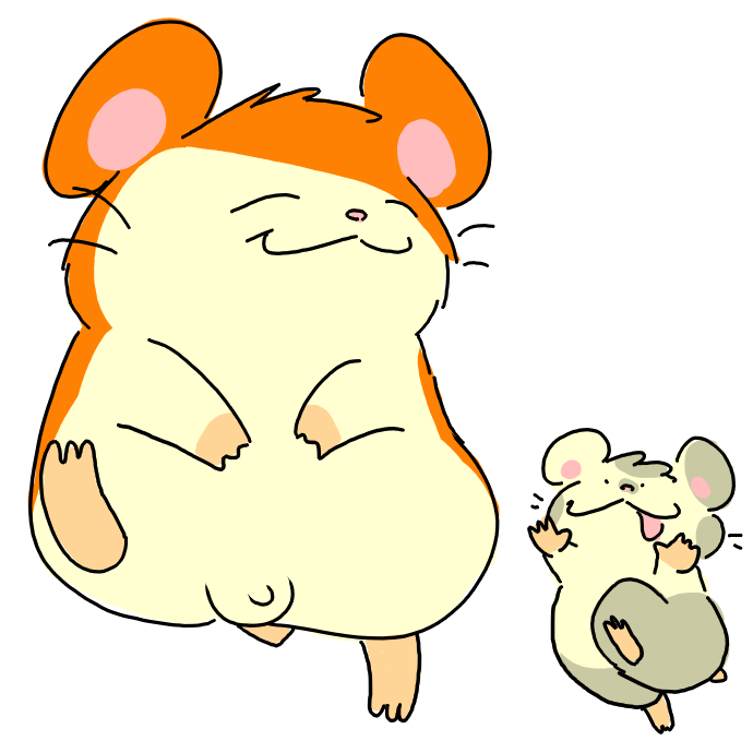 2boys artist_request cute hamster hamtaro hamtaro_(series) happy male/ambiguous oxnard penis tagme