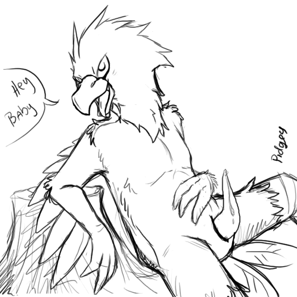 beak english_text male male_only monochrome nintendo onisuzume penis pidgey_(artist) pokemon sketch solo spearow text