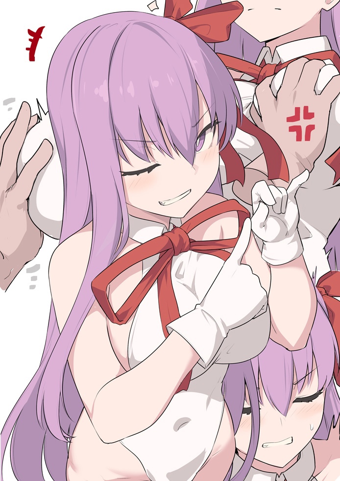 bb (fate), big breasts, breast grab, breasts, fate (series), female, implied sex, shiseki hirame, violet eyes, violet hair