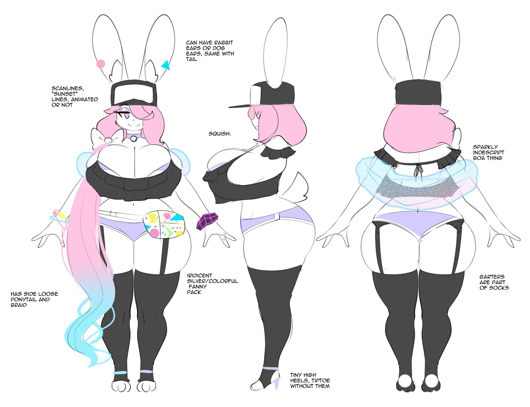 ass, ass cleavage, ass crack, big breasts, breasts, butt crack, clothing, crepe (theycallhimcake), female, furry, huge breasts, theycallhimcake, white background, white fur