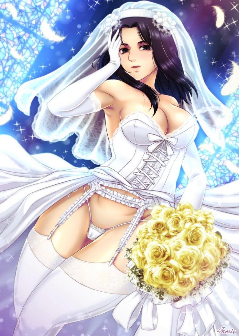 attack on titan, bare thighs, breasts, cleavage, female, lingerie, moris, no skirt, panties, pieck finger, revealing clothes, shingeki no kyojin, stockings, string panties, thighhighs, wedding dress
