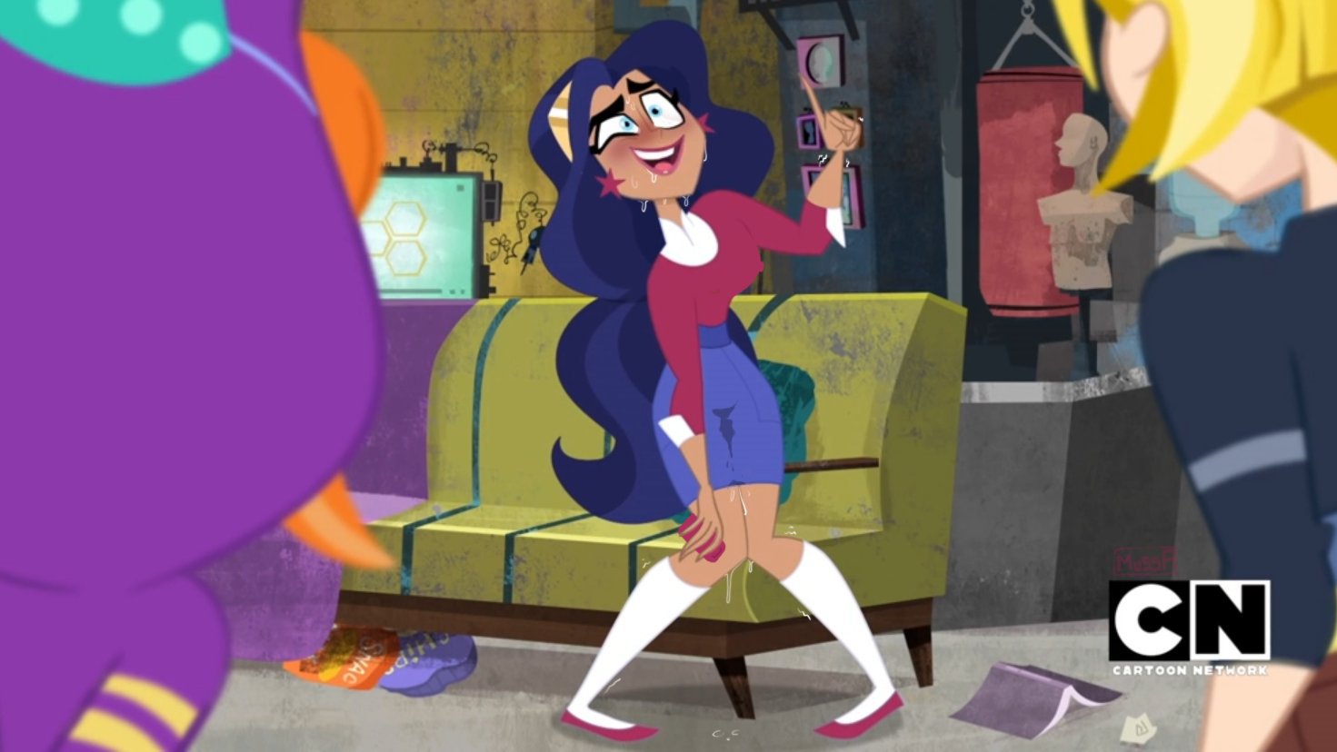 3girls, after orgasm, barbara gordon, batman (series), blush, cum, dc, dc comics, dc super hero girls, diana prince, female, female focus, female only, kara danvers, kara zor-el, multiple females, multiple girls, pigeon-toed, pussy, pussy juice, pussy juice drip, pussy juice stain, pussy juice trail, screencap, screenshot, screenshot edit, sex toy, superman (series), wonder woman, wonder woman (series)