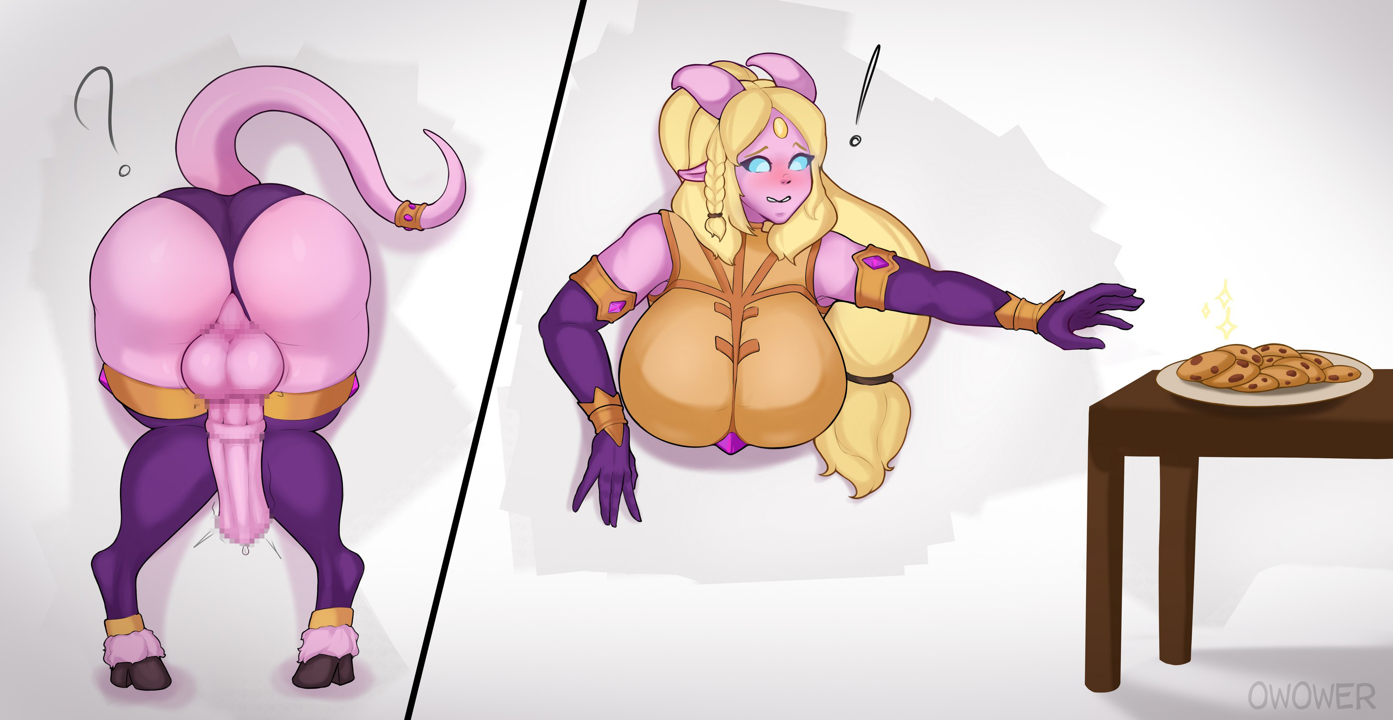 0w0wer, 1futa, alliance futa, animal genitalia on humanoid, ass, balls, big ass, big balls, big breasts, big penis, blonde hair, blue eyes, bottomless, breasts, busty, censored, clothed, clothing, cock-tail, curvy, curvy figure, draenei, draenei futa, erection, futa only, futanari, horsecock, horsecock on humanoid, huge cock, humanoid, intersex, knees together feet apart, monster cock, partially clothed, penis, pink skin, solo, stuck in wall, thick, thick ass, thick thighs, thighhighs, thighs, through wall, warcraft, world of warcraft, wow