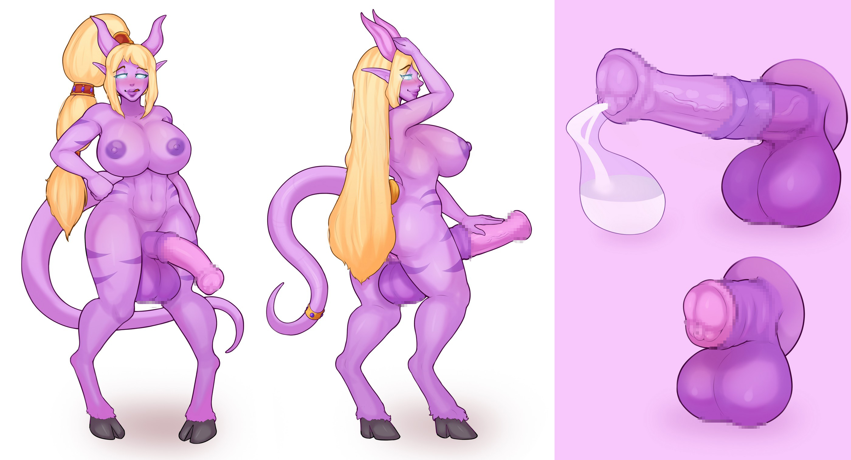 0w0wer, 1futa, ahe gao, animal genitalia, animal genitalia on humanoid, ass, backsack, balls, ballsack, big balls, big breasts, big penis, blonde hair, breasts, busty, censored, condom, condom filling, cum, curvy, curvy figure, draenei, ejaculation, erection, flaccid, full-package futa, fully sheathed, futa only, futanari, hands-free, handsfree ejaculation, hips, horse condom, horsecock, horsecock on humanoid, huge cock, humanoid, intersex, legs, looking at viewer, monster cock, nipples, nude, penis, pose, posing, sheath, solo, standing, thick, thick thighs, thighs, warcraft, wide hips, world of warcraft, wow