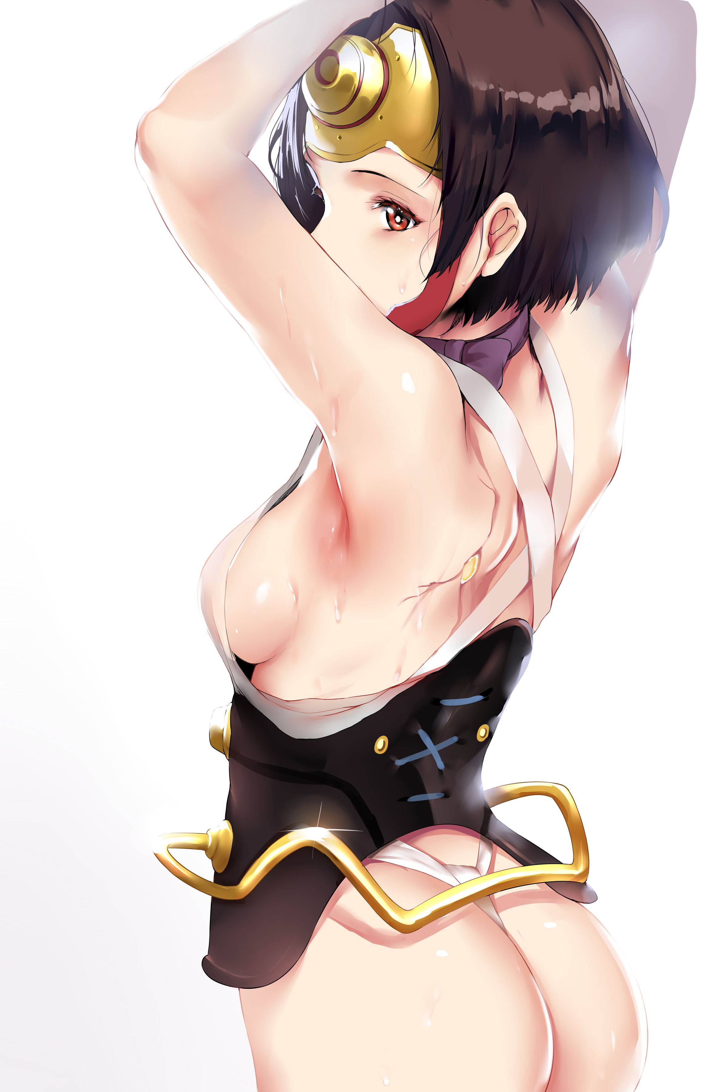 artist cg, breasts, cg art, female, hews hack, high resolution, japanese language, koutetsujou no kabaneri, mumei (kabaneri), sideboob, tagme, uncensored, very high resolution, white background