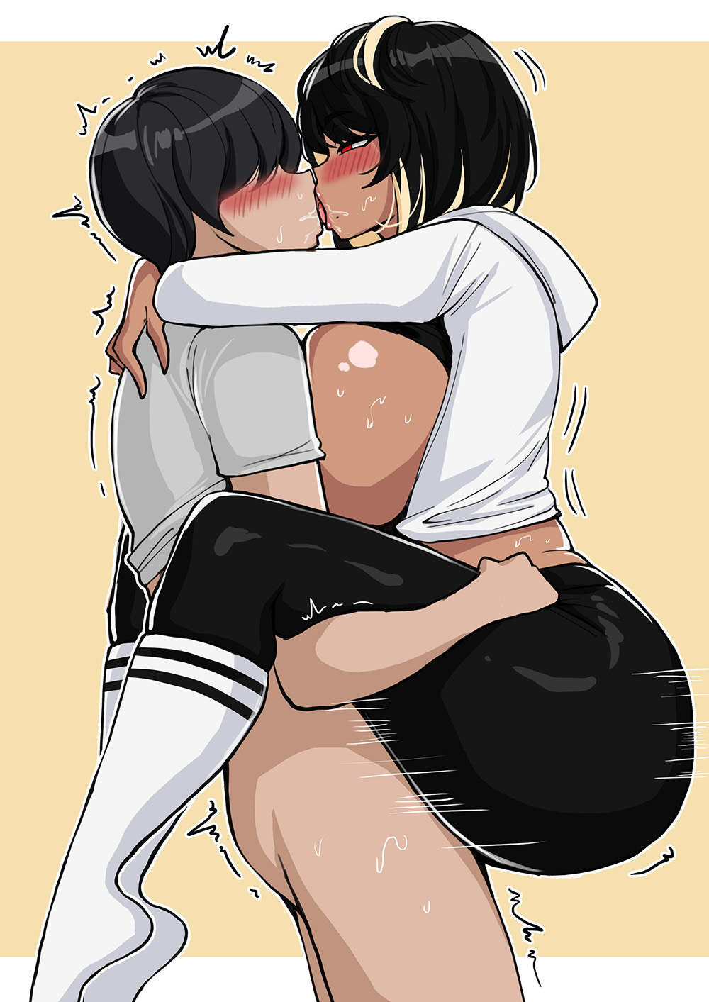 1boy 1girls 2021 adult_and_teenager age_difference ambiguous_penetration aroused ass black_hair black_sports_bra black_yoga_pants blonde_highlights blush breasts breasts_out brown_skin cleavage clothed clothed_sex dark-skinned_female dark_skin drogod_(artist) empty_eyes excited female female_focus female_penetrated fit_female french_kiss french_kissing hair_over_eyes happy_sex highlights hips hoodie hug huge_ass huge_breasts kiss kissing kissing_while_penetrated knee_socks kneehighs kneesocks larger_female lifting lifting_partner lifting_person looking_at_partner looking_pleasured making_out male male_penetrating mature_female midriff motion_lines older_female older_woman_and_younger_boy open_clothes original original_character passionate plump_ass red_eyes sex short_hair simple_background smaller_male socks socks_over_yoga_pants sports_bra stand_and_carry_position standing_sex straight streetwear sweat sweaty_body teenager thick_thighs thighs tights tongue_kiss tongue_kissing trembling vaginal_penetration white_border white_hoodie white_socks wide_hips workout_clothes yoga_pants younger_male younger_penetrating_older