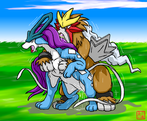 color entei fur furry interspecies nintendo outdoors pokemon pokemon_(species) suicune