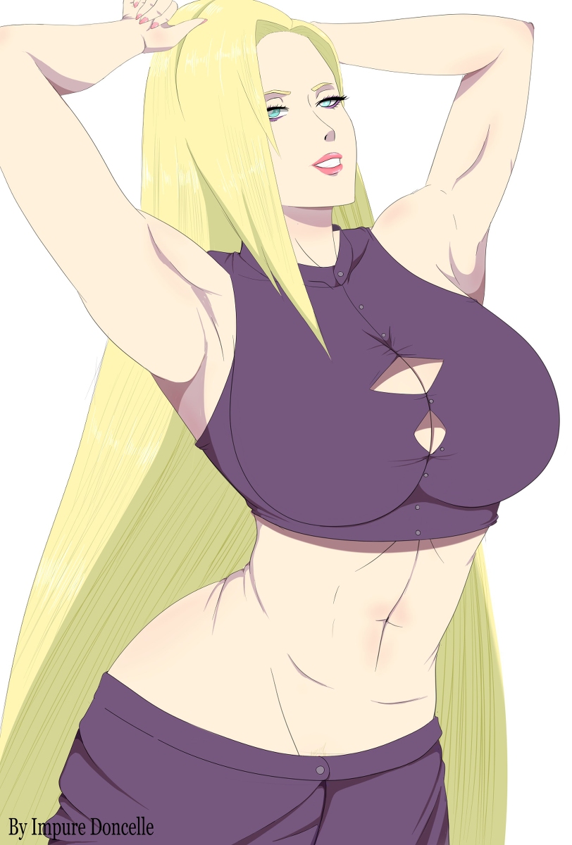 1girls, alternate breast size, areolae, armpits, arms up, big breasts, blonde hair, body blush, breasts, busty, clothed, clothed female, clothing, colored nails, completely nude, crop top, cropped legs, curvaceous, curvy, curvy body, curvy female, curvy figure, eyelashes, eyeliner, female, female only, hair over one eye, hourglass figure, huge breasts, impuredoncelle, ino yamanaka, light skin, light-skinned female, lipstick, long fingernails, looking at viewer, makeup, midriff, nail polish, naked, naruto, naruto (series), naruto shippuden, naruto: the last, navel, no bra, nude, nude female, paipan, pale skin, pale-skinned female, parted bangs, pinup, plain background, posing, simple background, skirt, sleeveless, sleeveless shirt, slim waist, smile, solo, solo female, solo focus, thick thighs, thigh gap, tight clothing, very long hair, voluptuous, wide hips