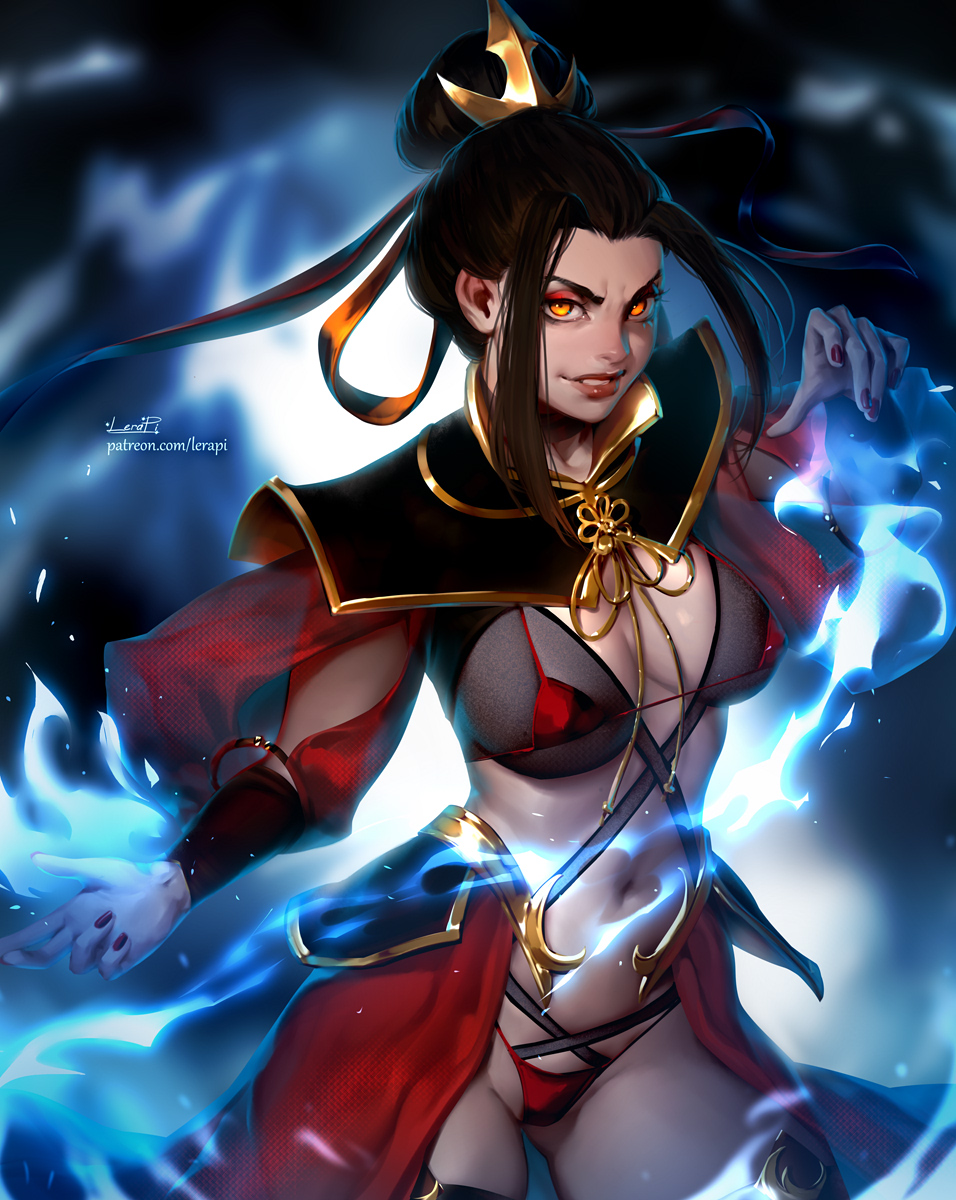 1girls, aleriia v, avatar the last airbender, azula, bra, breasts, clothing, female, female only, fire nation, lerapi, medium breasts, nail polish, nickelodeon, panties, red nails, solo