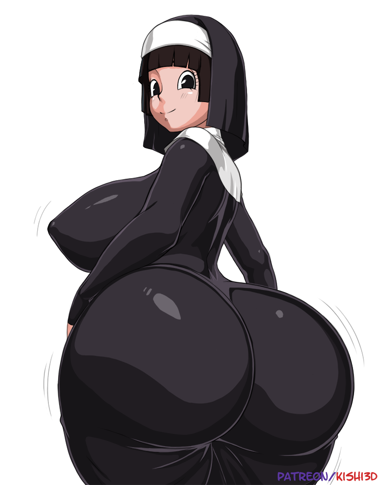 ass, big ass, breasts, female, huge ass, kishi, large breasts, narrow shoulders, nun, tight clothing, voluptuous, wide hips