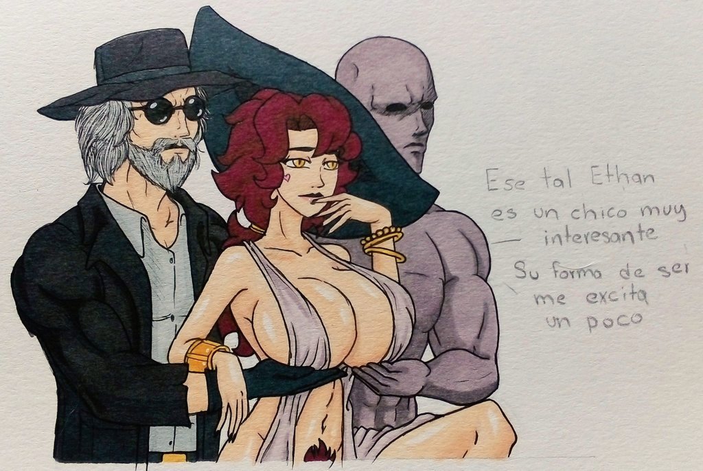 alcina_dimitrescu karl_heisenberg kolossusdraw record_of_ragnarok resident_evil resident_evil_8:_village servants_holding_aphrodite's_breasts_(meme) shuumatsu_no_valkyrie spanish_text