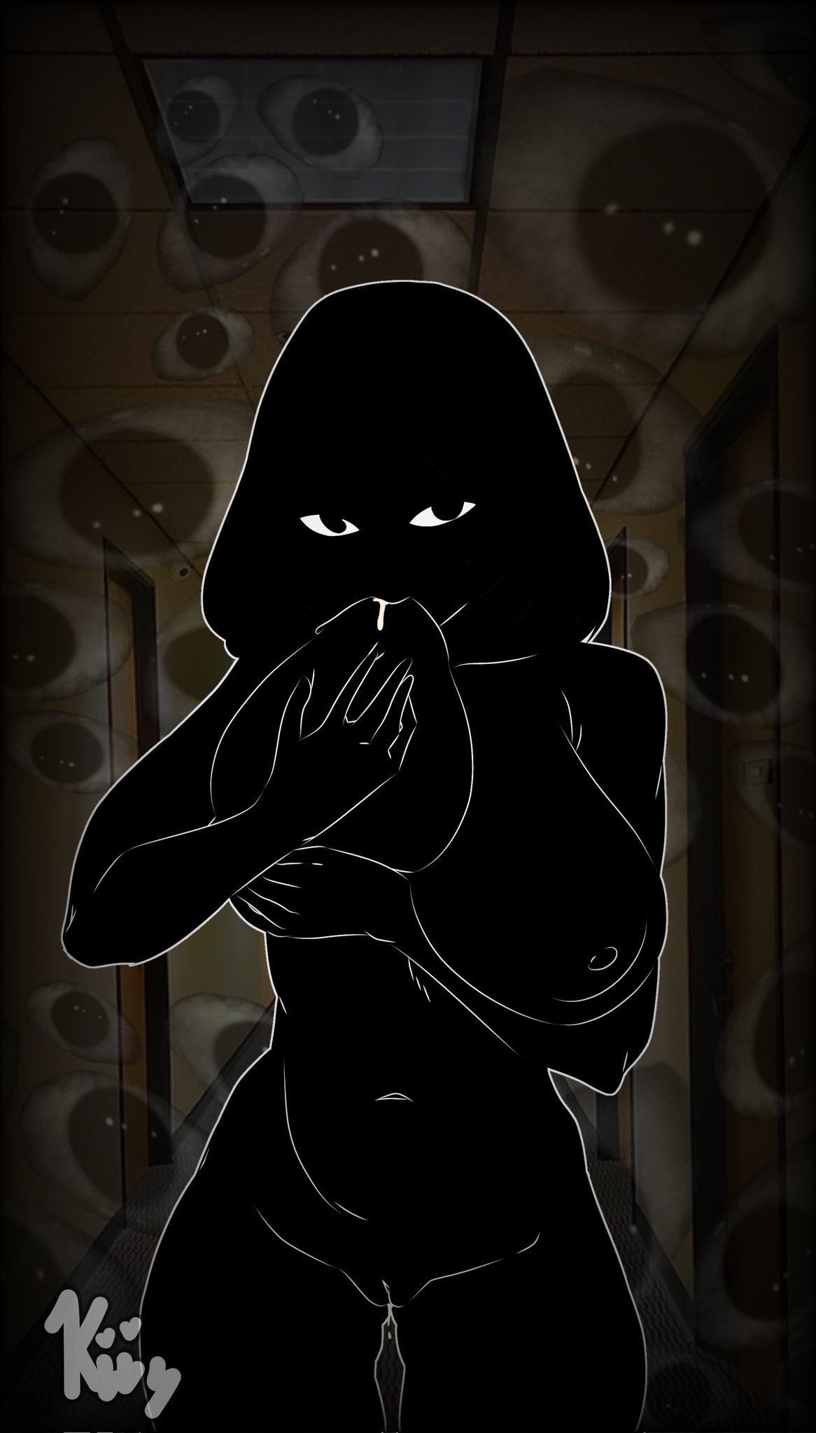 big_boobs big_breasts black_body black_eyes black_hair black_skin breasts entity female grabbing_own_breast huge_boobs huge_tits humanoid monster naked nate_hand_gesture nipples pussy staring staring_at_viewer sucking_nipples sucking_own_breasts tagme tits void