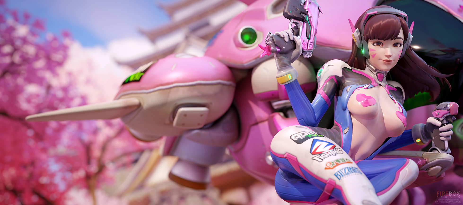 1girls, 3d, ass, big ass, blender, breasts, d.va, female, female only, fireboxstudio, hana song, overwatch, pasties, solo